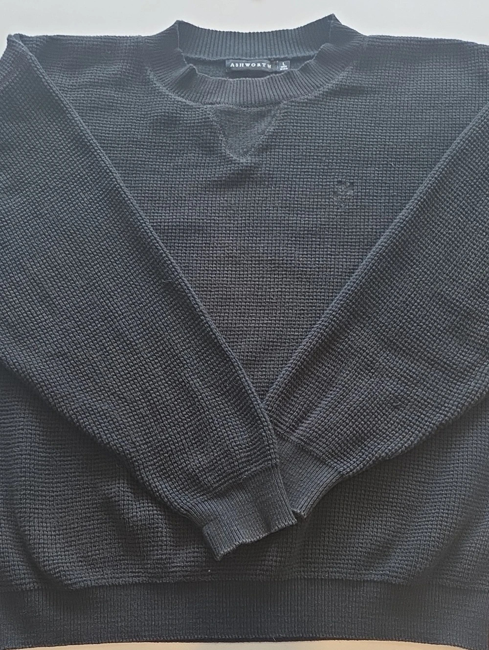 Ashworth Golf Men's 100% Cotton Crewneck  Black Size Large Made USA Classic Prep